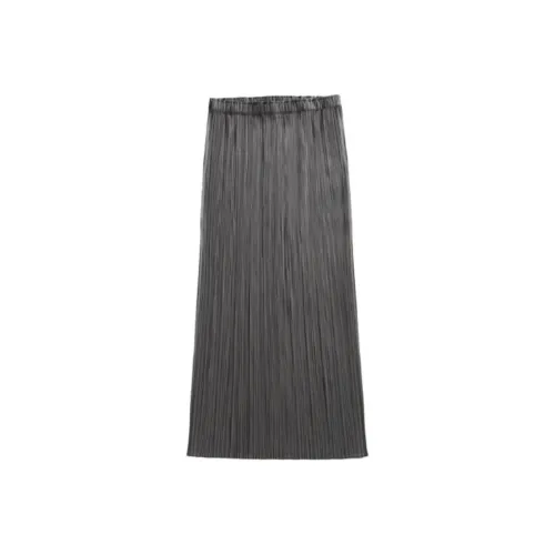 PLEATS PLEASE ISSEY MIYAKE Повседневный Длинный Юбка Женская Серый