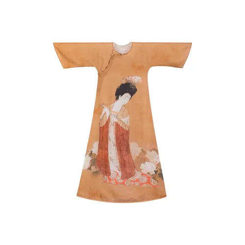 YICHENGFENGXU Чунсам Женский Желтый Коричневый