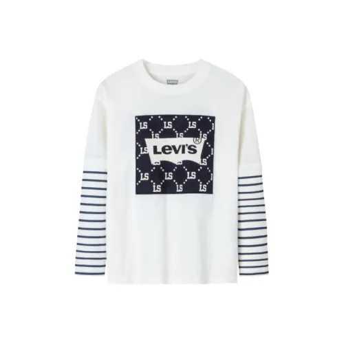 Levi's Удобный Mock Двухкомпонентная Длинная Рукавная Рубашка Конфетно-Белая Подростки