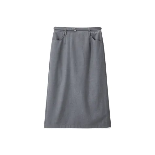 LEDIN Повседневный Длинный Юбка Женская Лунный Камень Серый