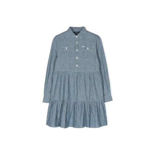 Polo Ralph Lauren Детское платье для детей FW23 синий детская одежда