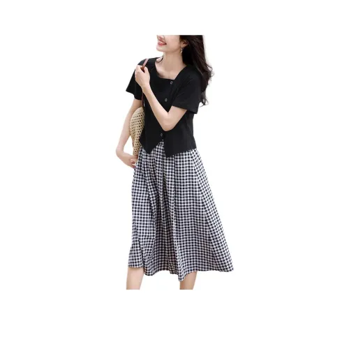 SLLSKY Современный черный женский комплект с юбкой