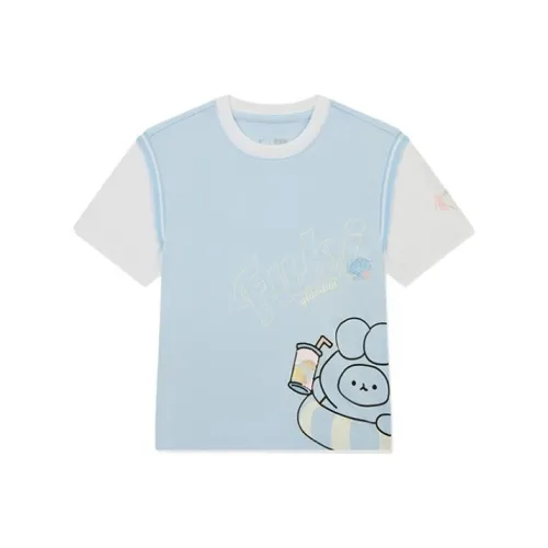 QIAODAN x FUKILAND T-рубашка Нефритовая бусина Синий Детский