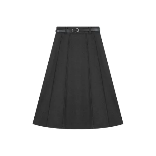 IHIMI Повседневный Длинный Юбка Женские Угольно-серый