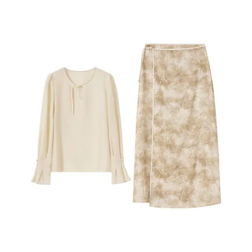 SENTUBILA Комплект с юбкой Женские Цветочный Абрикос