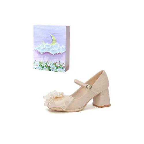 ANGEL BOY Грубый каблук Туфли Мэри Джейн Женские Шампанское золото