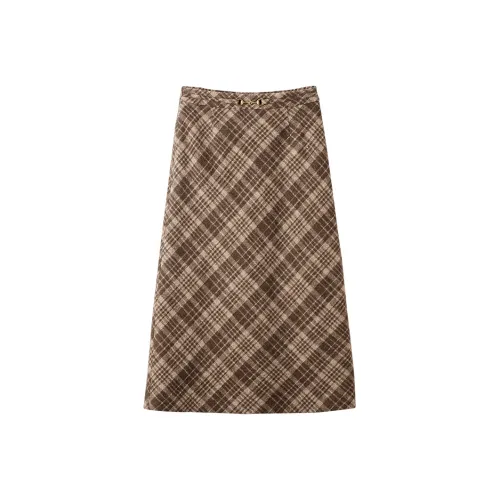 XIANGYING Повседневная длинная юбка женский кофейный