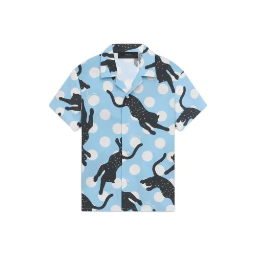 AMIRI Леопард Полка Точки S S Рубашка Синяя Детская