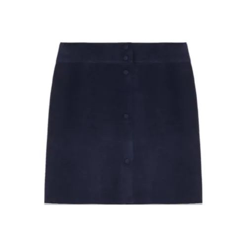 Yves Salomon Кожаные короткие юбки Женские Синие