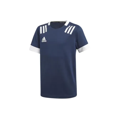 Adidas Регби T Рубашка Коллегиальный морской синий Белый Подростки