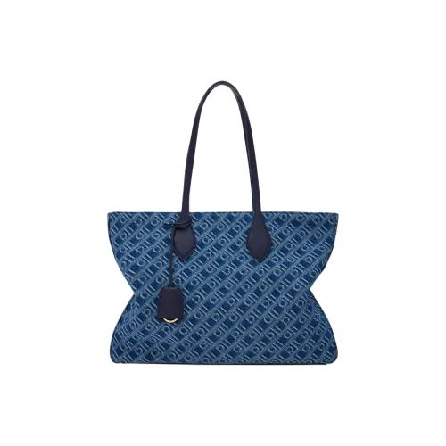 Ferragamo Телячья кожа Тоут Сумка Сумка для покупок Сумка на плечо Большая Женская Джинсовый синий
