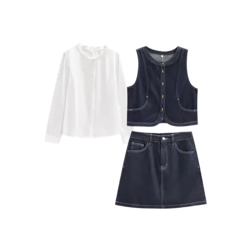 Love To Serve Комплект с юбкой Женская Темно-синий деним