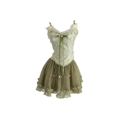 MISSHONEY MH Зеленый Двухкомпонентный Набор Женские Комплекты с Юбкой