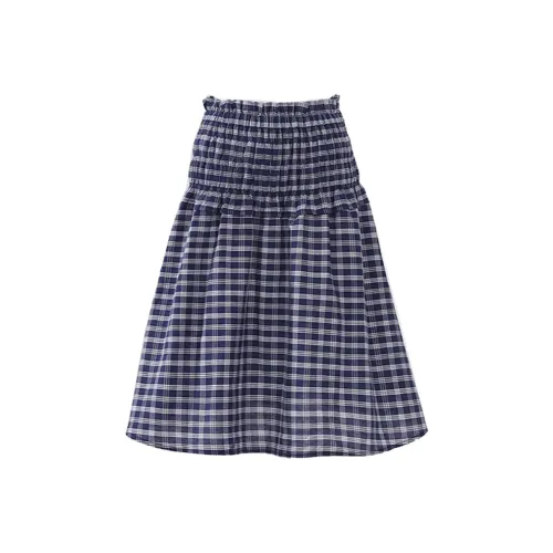 MJB Повседневный Длинный Юбка Женская Синяя Клетка