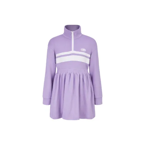 Little MO CO. Детское платье для детей бежевый фиолетовый