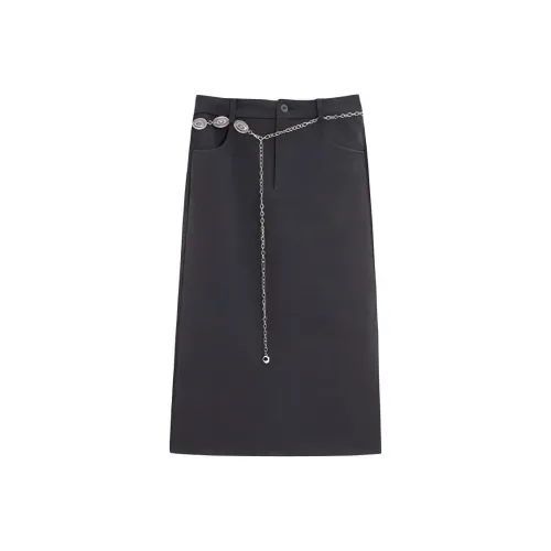 Love To Serve Повседневный Длинный Юбка Женские Серый