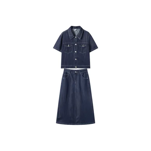 DIALOGUE Комплект с юбкой Женская Джинсовый синий