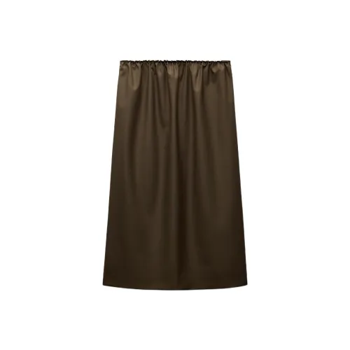 ZARA ZW Series Повседневный Длинный Юбка Женские Темный хаки