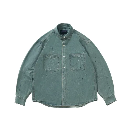 714STREET Рубашка Унисекс Джинсовый Синий