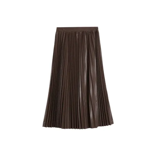 ELLE Повседневный Длинный Юбка Женские Кофе