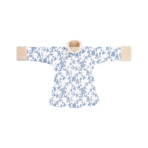 YICHENGFENGXU Ханьфу Женские Бежевый Льняная ткань Синий С принтом Mandarin Ожерелье-чокер Пуховик Лоскутное шитье Искусственный шелк и хлопок Подкладка