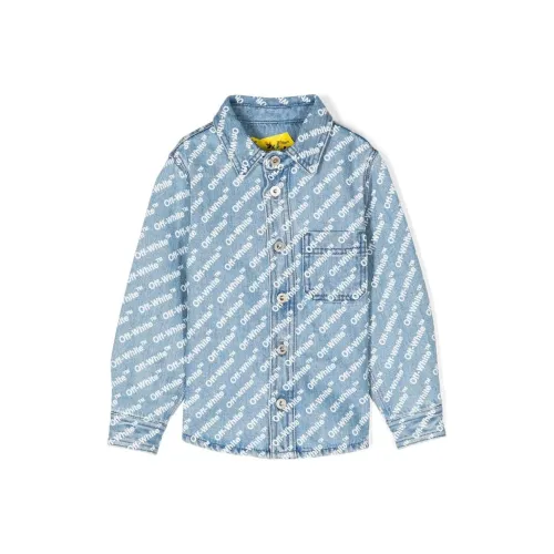 Off Белый SS23 С принтом по всей поверхности Детский топ Весенний Осенний Детский Небесно-голубой