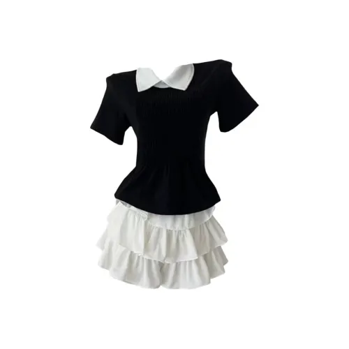 MO VOICE Комплект с юбкой Женская Черная и Белая Пышная юбка