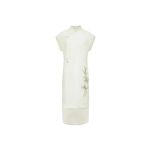 BBLLUUEE Чонсам Женский Ванильный Абрикос