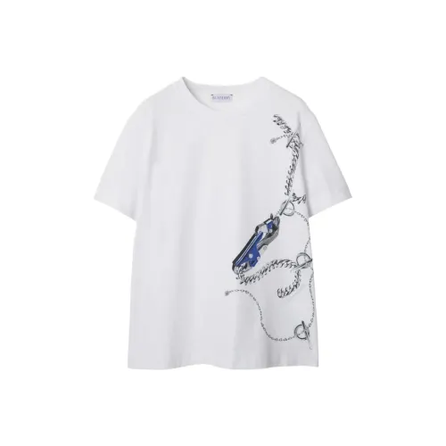 Burberry SS24 Рукав с оборванным плечом T-рубашка Женская Белая