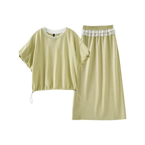 OUNIXUE Травяной зеленый Женские комплекты с юбкой