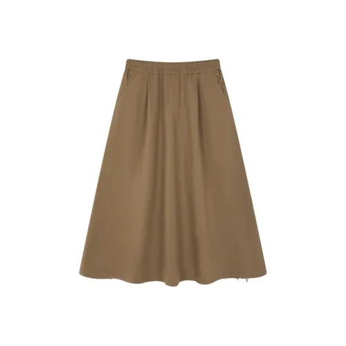 IHIMI Повседневный Длинный Юбка Женские Хаки