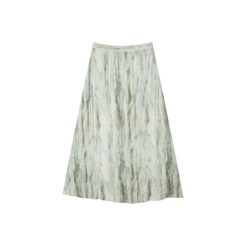 DIALOGUE Повседневный Длинный Юбка Женские Светло-травяной зеленый