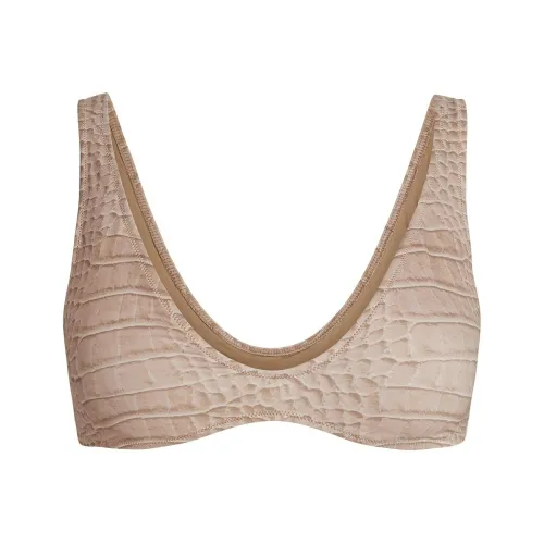 SKIMS SS25 Фирменный Плавание Plunge Бикини Топ Бикини Женские Dune Крокодил Принт Дюна Крокодил Принт