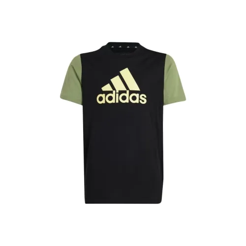 Adidas Essentials Big Логотип Colorblock Хлопок Tee T-Shirt Рубашка Черный Подростки