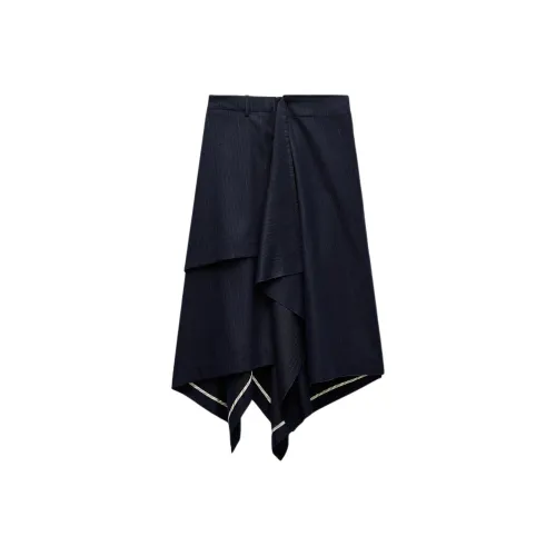 ZARA ZW Series Темно-синий Женские Повседневные Длинные Юбки