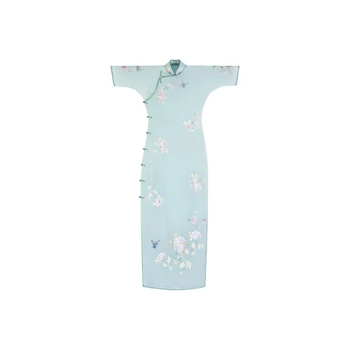 YICHENGFENGXU Чунсам Женский Синий Зеленый