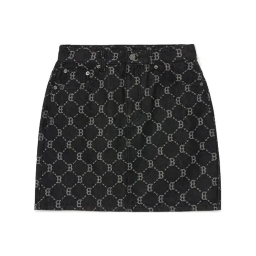 Mlb Base Logo DIA MonogramBOSTON REDSOX CHân Váy Джинсовые короткие юбки Женские Черный