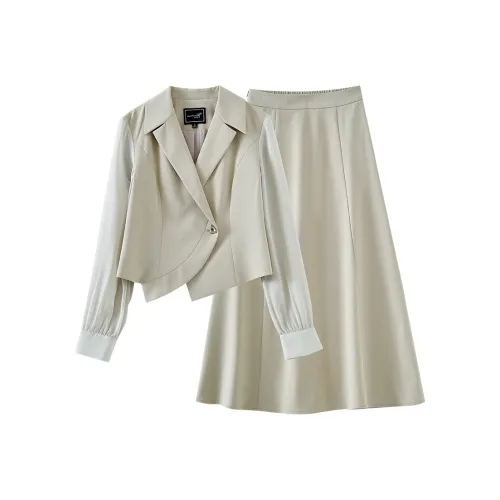 OUNIXUE Комплект с юбкой Женские Зеленый Хаки