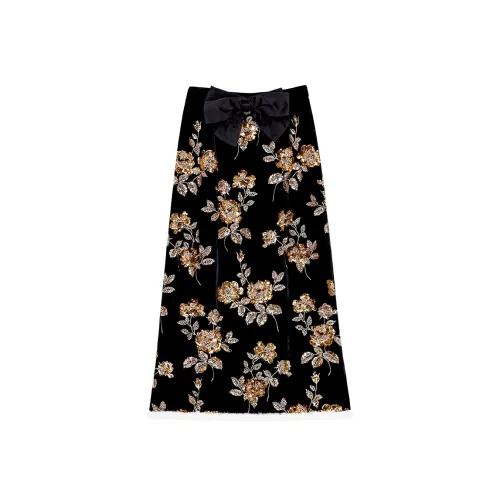 YICHENGFENGXU Повседневный Длинный Юбка Женские Черный