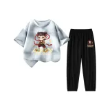 [Tie-Dye Short-Sleeved + Mosquit-Repellent Pants] Серый + Черный