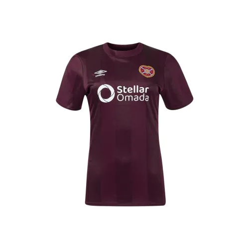 Umbro SS24 Сердце OF Midlothian Футбол Джерси Женские Румяный