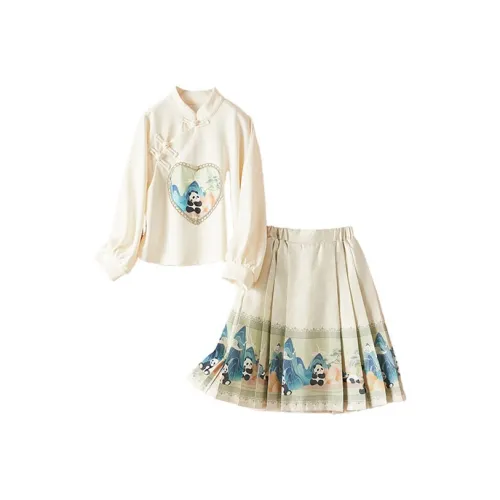 October Mommy Умеренный Ханьфу Платье Весна-осень Детский Гора And Вода Панда