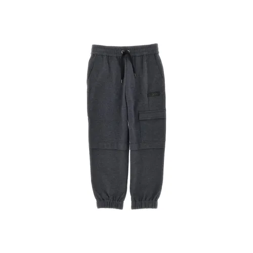 BRUNELLO CUCINELLI Темно-серые Kids Спортивные брюки