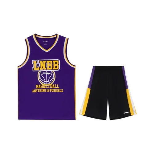 LINING YOUNG Повседневная спортивная одежда Новый Пурпурный Lakers + Черный Детский