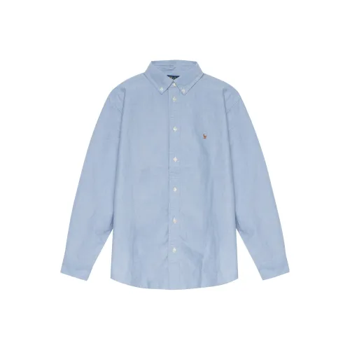 Polo Ralph Lauren Животный узор Однотонная рубашка Весенний Осенний Детский Синий