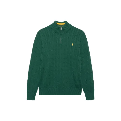 Polo Ralph Lauren FW24 Однотонный Логотип Вышивка Водолазка Длинный Рукав Зеленый Детский