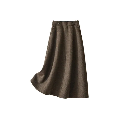 IHIMI Повседневный Длинный Юбка Женские Кофе