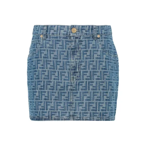 FENDI SS24 Джинсовые короткие юбки Женские Светло-синий