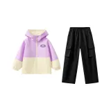 Фиолетовая куртка + черные карго штаны [Весна-осень]