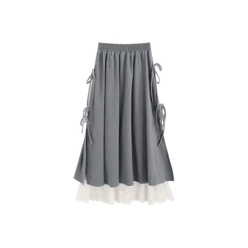 Garbege Повседневный Длинный Юбка Женские Серый